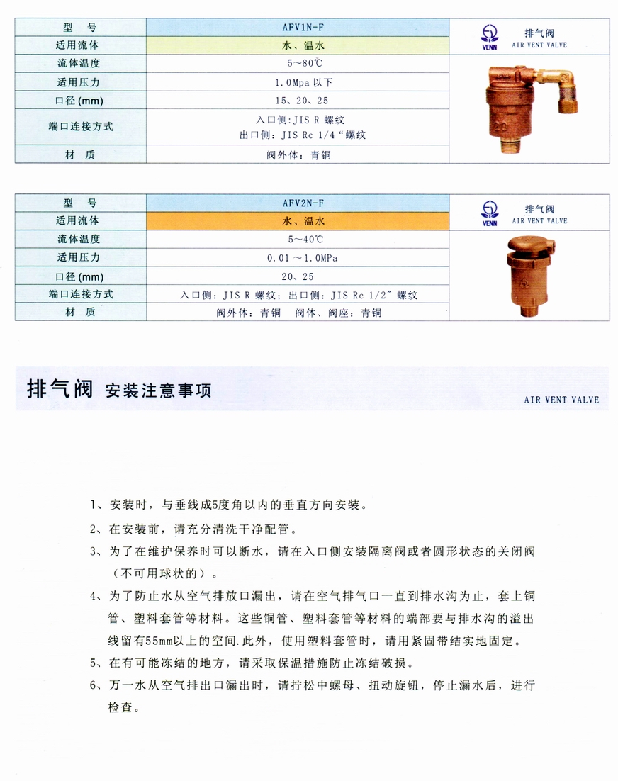 AFV2N型水用排氣閥