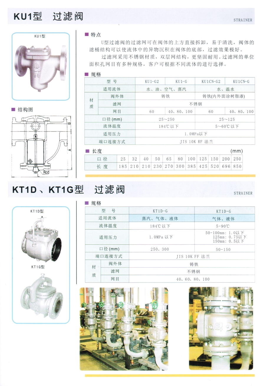 KT1D型蒸汽、氣體、液體過濾器